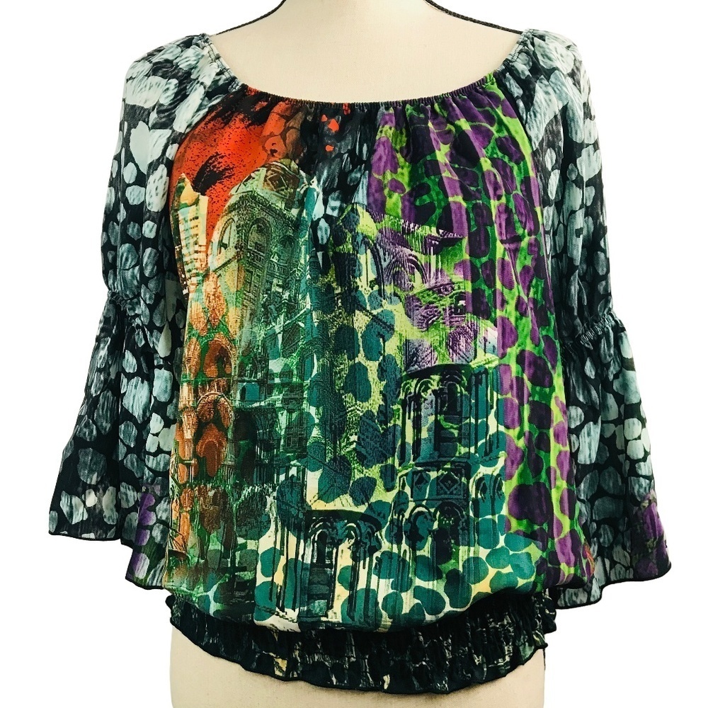 Stylebook Multi Color Peasant Blouse - Picture 2 of 2
